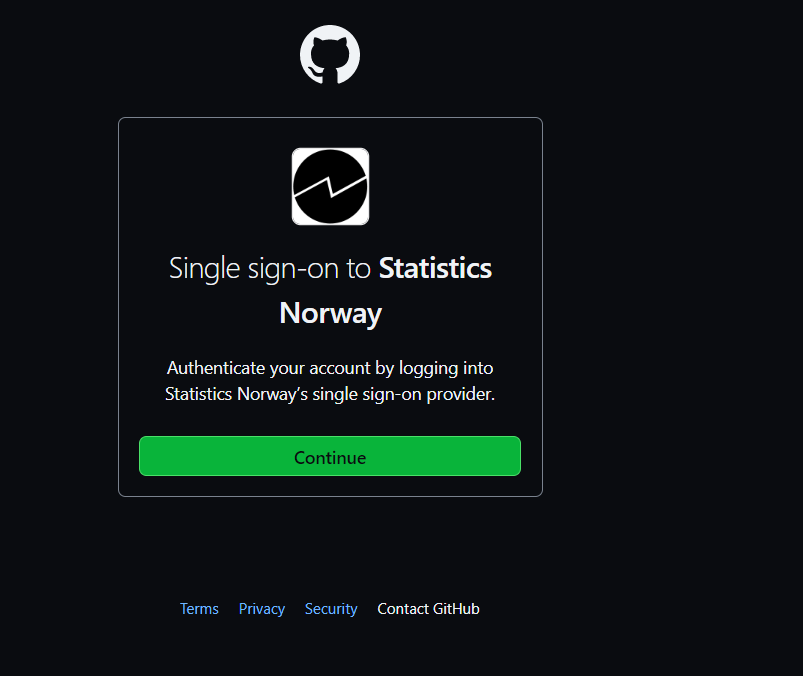 Bilde av GitHub-dialogboks for single sign on.