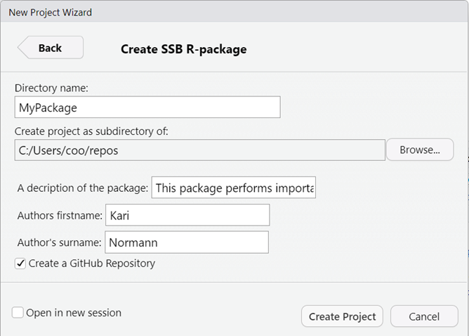 Picture of Create SSB R-package options